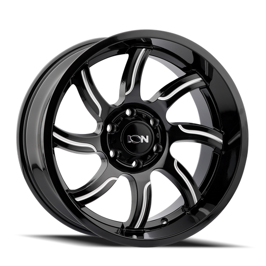 151-2183M19 - ION Alloy 151 20X10 6X139.7 -19mm Black And Milled - Ion Alloy Wheels Canada