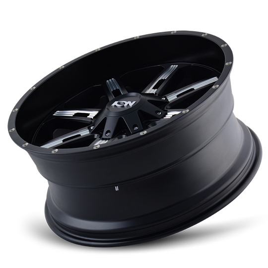 184-7976M - ION Alloy 184 17X9 8X165.1 / 8X170 -12mm Satin Black With Milled Spokes - ION Alloy Wheels Canada
