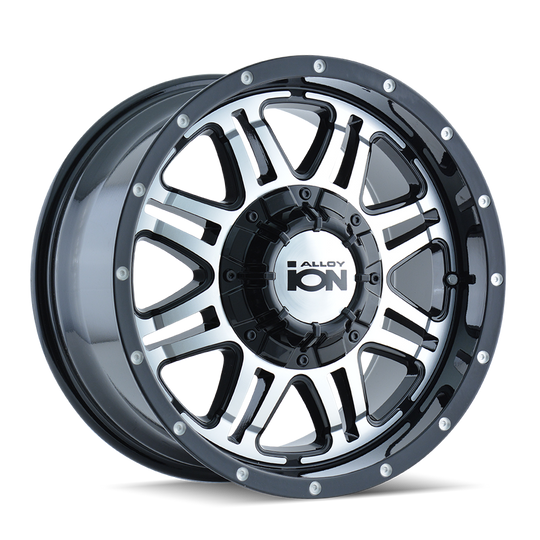 186-7878B - ION Alloy 186 17X8 8X180 20mm Black And Machined - Ion Alloy Wheels Canada