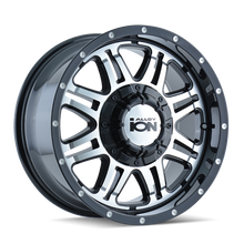 Charger l'image dans la galerie, 186-7837B - ION Alloy 186 17X8 6X139.7 / 6X135 10mm Black And Machined - ION Alloy Wheels Canada