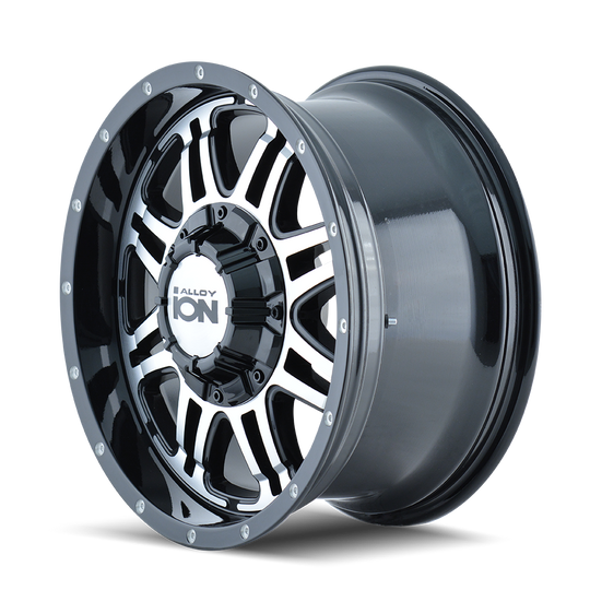 186-6876B - ION Alloy 186 16X8 8X165.1 / 8X170 10mm Black And Machined - ION Alloy Wheels Canada
