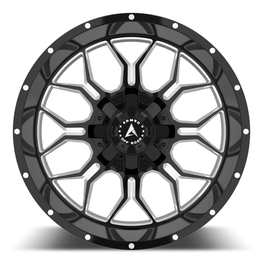 A212-2012-29-150 - Armed OffRoad Infantry 20X12 5X139.7 ET -44mm Gloss Black Milled - Armed OffRoad Wheels Canada