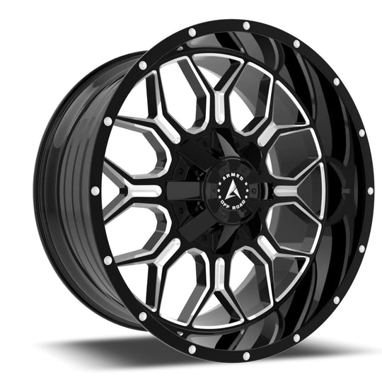 A212-2210-36-141 - Armed OffRoad Infantry 22X10 8X165.1 ET 0mm Gloss Black Milled - Armed OffRoad Wheels Canada