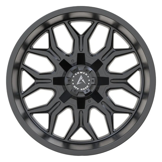 A214-1890-26-126 - Armed OffRoad Infantry 18X9 5X127 ET 0mm Satin Black Milled - Armed OffRoad Wheels Canada
