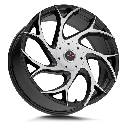 G0208550135GBM - Ignite Inferno 20X8.5 5X120 / 5X114.3 35mm Gloss Black, Machined - Ignite Wheels Canada