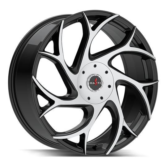 G0249551615GBM - Ignite Inferno 24X9.5 5X115 / 5X120.65 15mm Gloss Black, Machined - Ignite Wheels Canada