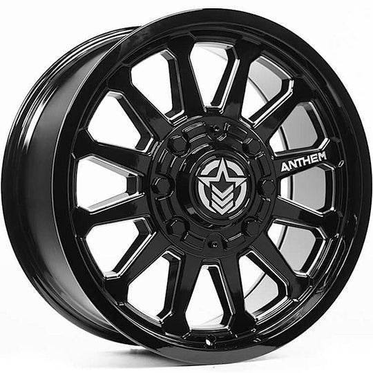 A781189067045D - Anthem Intimidator 18X9 6X120 -12mm Gloss Black with Milled Edges - Anthem Wheels Canada