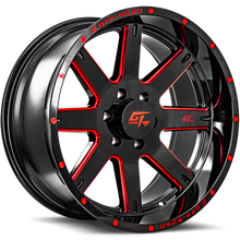 Load image into Gallery viewer, GT12010246135GBMLR2 - GT Offroad Invasion 20X10 6X135 ET -18mm Gloss Black Milled Red - GT Offroad Wheels Canada