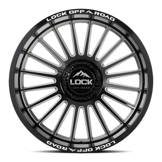 INVASION-2988GBM - Lock Extreme Invasion 20X9 8X180 ET 1mm Gloss Black Milling - Lock Extreme Wheels Canada