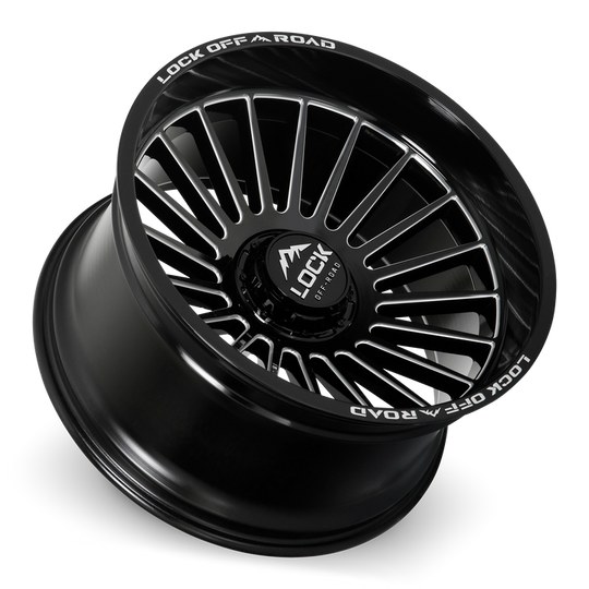 INVASION-22186GBM - Lock Extreme Invasion 22X10 8X165.1 ET -18mm Gloss Black Milling - Lock Extreme Wheels Canada