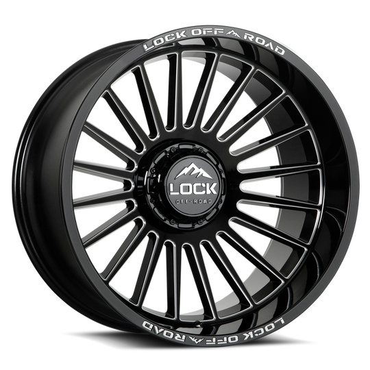 INVASION-22186GBM - Lock Extreme Invasion 22X10 8X165.1 ET -18mm Gloss Black Milling - Lock Extreme Wheels Canada