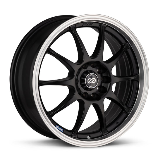 409-770-11BK - Enkei J10 17X7 4X100 / 4X108 42mm Matte Black With Machined Lip - Enkei Wheels Canada