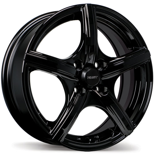 F218-1455-49BN+40C561 - Fast Wheels Jet 14X5.5 4X100 40mm Gloss Black - Fast Wheels Wheels Canada