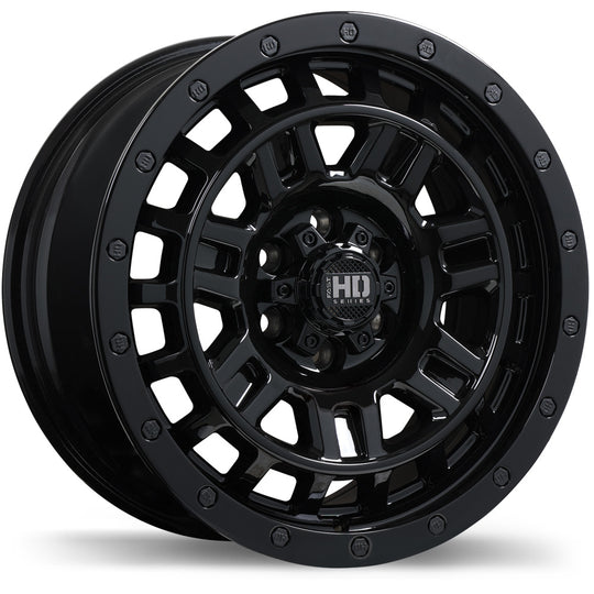 F268-1680-83BN+40C931 - Fast HD K-O 16X8 6X139.7 40mm Gloss Black - Fast HD Wheels Canada