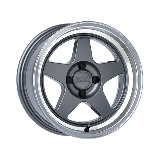K12GM-158010-00 - Kansei KNP K12GM 15X8 4X100 0mm Machined Gloss Gunmetal Gray - Kansei Wheels Canada