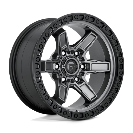 D69817908750 - Fuel Off-Road D698 Kicker 17X9 6X114.3 ET 1mm Matte Gunmetal with Black Bead Ring - Fuel Off-Road Wheels Canada