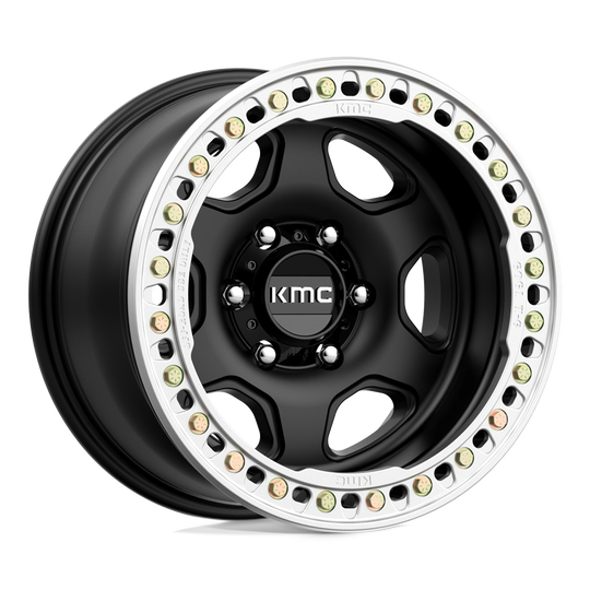 KM2337900L738N - KMC KM233 Hex Beadlock 17X9 BLANK -38 mm Satin Black - KMC Wheels Canada