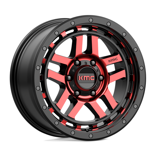 KM54088568918 - KMC KM540 Recon 18X8.5 6X139.7  18mm Gloss Black Machined With Red Tint - KMC Wheels Canada