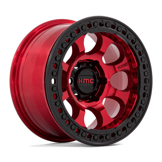 KM237QB17906038N - KMC KM237 Riot Beadlock 17X9 6X139.7 -38 mm Candy Red With Black Ring - KMC Wheels Canada