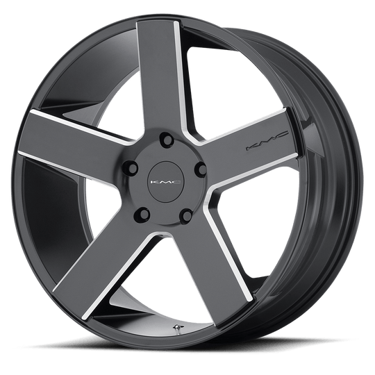 KM69028555915 - KMC KM690 MC 20X8.5 5X139.7  15mm Satin Black Black With Milled Spokes - KMC Wheels Canada
