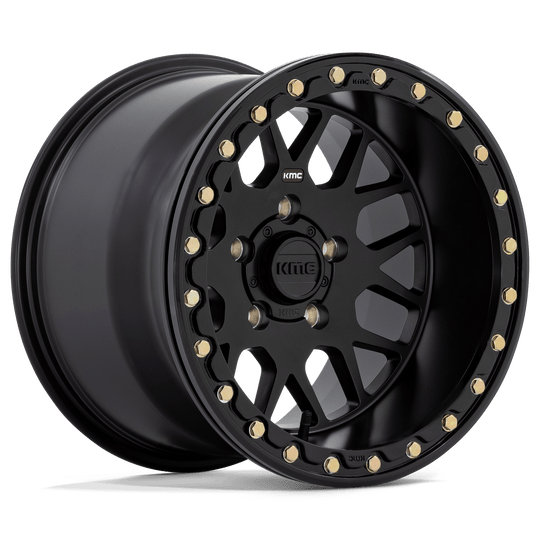 KS23556048738 - KMC KS235 Grenade Beadlock 15X6 4X137  38mm Satin Black - KMC Wheels Canada