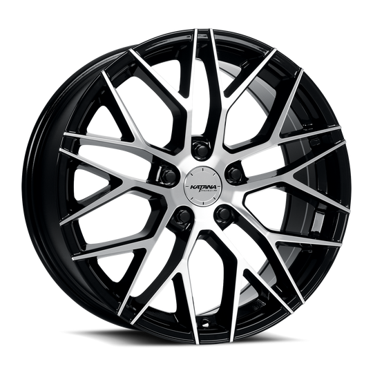 KR01-208558GBF - Katana Racing KR01 20X8.5 5X108 ET 40mm Gloss Black Machined Face - Katana Racing Wheels Canada