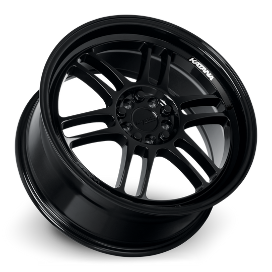 KR02-188009GB - Katana Racing KR02 18X8 5X110 / 5X114.3 ET 40mm Gloss Black - Katana Racing Wheels Canada