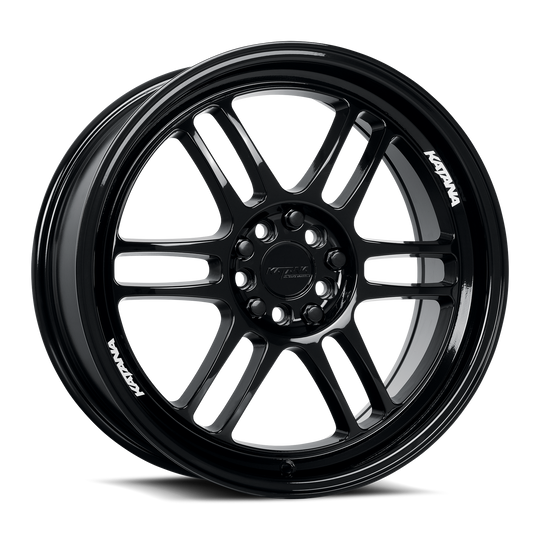 KR02-177501GB - Katana Racing KR02 17X7.5 4X100 / 4X114.3 ET 40mm Gloss Black - Katana Racing Wheels Canada
