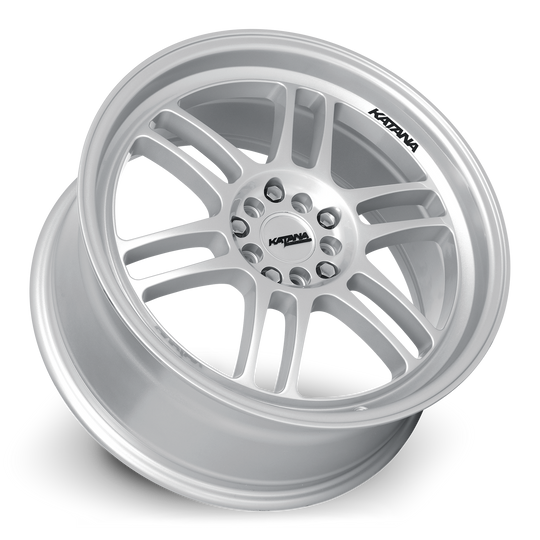 KR02-188008GS - Katana Racing KR02 18X8 5X108 / 5X114.3 ET 40mm Gloss Sliver - Katana Racing Wheels Canada