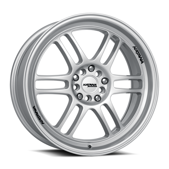 KR02-188008GS - Katana Racing KR02 18X8 5X108 / 5X114.3 ET 40mm Gloss Sliver - Katana Racing Wheels Canada
