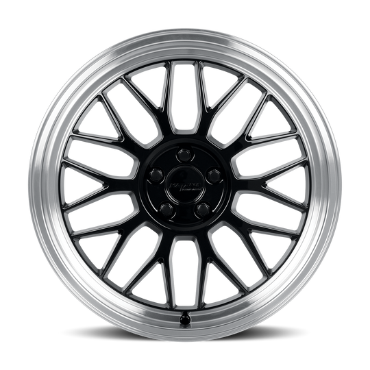 KR06-188052GBL - Katana Racing KR06 18X8 5X112 ET 40mm Gloss Black Machined Lip - Katana Racing Wheels Canada