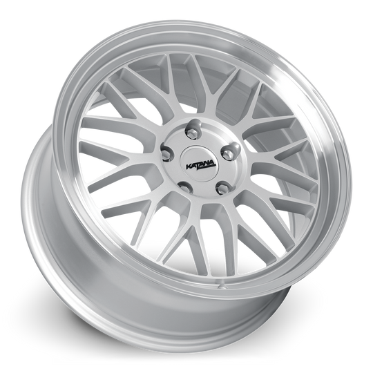 KR06-188054GSL - Katana Racing KR06 18X8 5X114.3 ET 40mm Gloss Silver Machined Lip - Katana Racing Wheels Canada