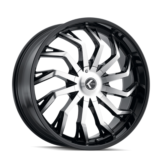 KR142-22918BM18 - Kraze Scrilla 22X9.5 5X115 / 5X120 ET 18mm Gloss Black Machined - Kraze Wheels Canada