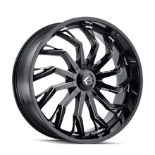 Load image into Gallery viewer, KR142-24937M30 - Kraze Scrilla 24X9.5 6X135 / 6X139.7 ET 30mm Gloss Black Milled - Kraze Wheels Canada