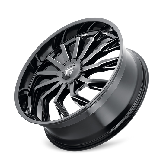 KR142-22937M30 - Kraze Scrilla 22X9.5 6X135 / 6X139.7 ET 30mm Gloss Black Milled - Kraze Wheels Canada