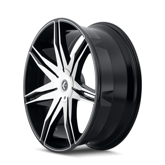 KR143-22983BM18 - Kraze Epic 22X9.5 6X139.7 /  ET 18mm Gloss Black Machined - Kraze Wheels Canada