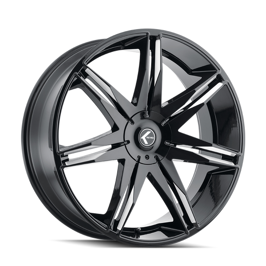 KR143-22918M18 - Kraze Epic 22X9.5 5X115 / 5X120 ET 18mm Gloss Black Milled - Kraze Wheels Canada