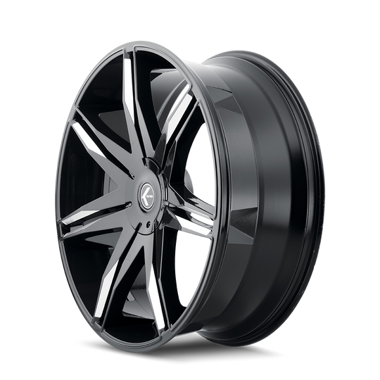 KR143-22918M18 - Kraze Epic 22X9.5 5X115 / 5X120 ET 18mm Gloss Black Milled - Kraze Wheels Canada