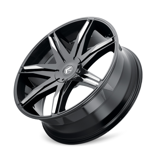 KR143-24952M18 - Kraze Epic 24X9.5 5X127 / 5X139.7 ET 18mm Gloss Black Milled - Kraze Wheels Canada