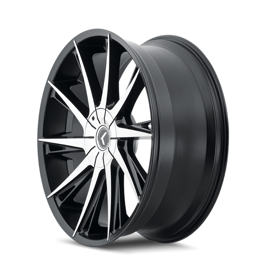 KR144-24952BM18 - Kraze Swagg 24X9.5 5X127 / 5X139.7 ET 18mm Gloss Black Machined - Kraze Wheels Canada