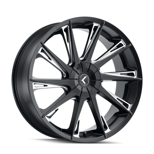 KR144-26137M30 - Kraze Swagg 26X10 6X135 / 6X139.7 ET 30mm Gloss Black Milled - Kraze Wheels Canada