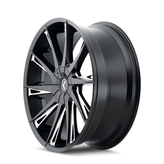 KR144-24952M18 - Kraze Swagg 24X9.5 5X127 / 5X139.7 ET 18mm Gloss Black Milled - Kraze Wheels Canada
