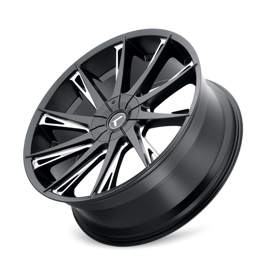 KR144-24952M18 - Kraze Swagg 24X9.5 5X127 / 5X139.7 ET 18mm Gloss Black Milled - Kraze Wheels Canada