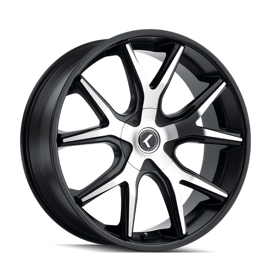 KR146-22918BM18 - Kraze Spltz 22X9.5 5X115 / 5X120 ET 18mm Gloss Black Machined - Kraze Wheels Canada