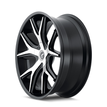 Load image into Gallery viewer, KR146-24952BM18 - Kraze Spltz 24X9.5 5X127 / 5X139.7 ET 18mm Gloss Black Machined - Kraze Wheels Canada