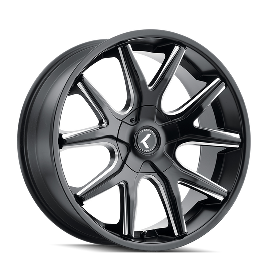 KR146-24937M30 - Kraze Spltz 24X9.5 6X135 / 6X139.7 ET 30mm Gloss Black Milled - Kraze Wheels Canada