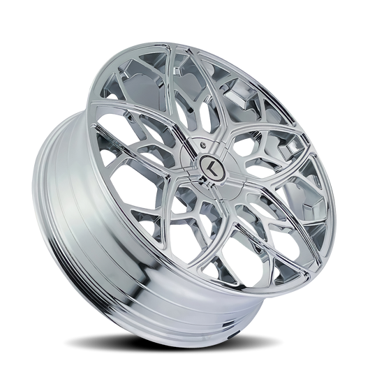 KR184-22818C38 - Kraze Ricochet 22X8.5 5X115 / 5X120 ET 38mm Chrome - Kraze Wheels Canada