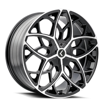 Load image into Gallery viewer, KR184-22816BM38 - Kraze Ricochet 22X8.5 5X112 / 5X114.3 ET 38mm Gloss Black Machined - Kraze Wheels Canada