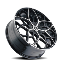 Load image into Gallery viewer, KR184-22816BM38 - Kraze Ricochet 22X8.5 5X112 / 5X114.3 ET 38mm Gloss Black Machined - Kraze Wheels Canada