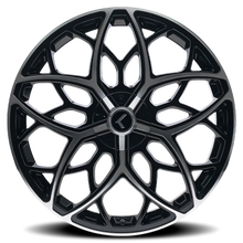 Load image into Gallery viewer, KR184-22816BM38 - Kraze Ricochet 22X8.5 5X112 / 5X114.3 ET 38mm Gloss Black Machined - Kraze Wheels Canada